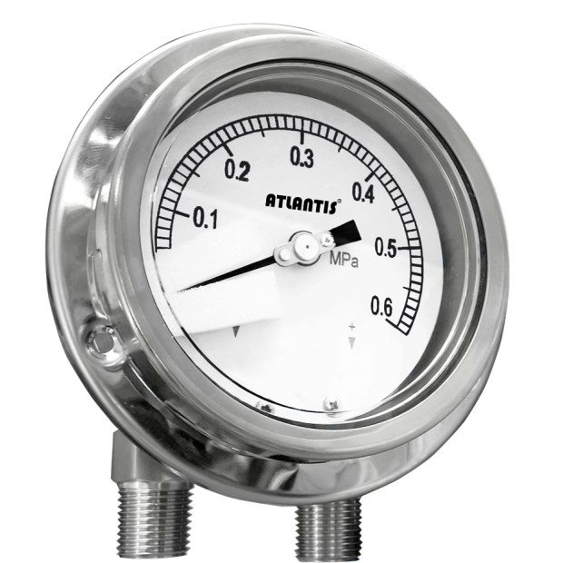 昶特 MDI-SDDB 全不鏽鋼單膜片雙波紋管差壓錶｜差壓錶廠商台灣｜過濾器差壓監控儀器