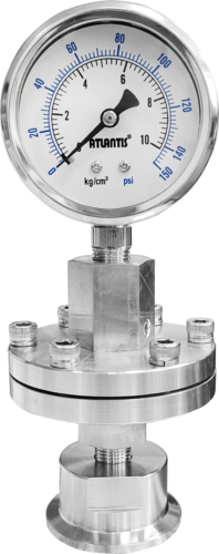 DS510系列 Ferrule銜接式多元尺寸純水填充隔膜壓力錶 — 食品飲料廠 Tri-Clamp 快拆接頭，純水填充符合食品安全